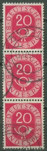 Bund 1951 Posthorn Bogenmarken 130 3er-Streifen gestempelt