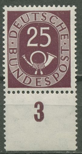 Bund 1951 Posthorn Bogenmarken mit Unterrand 131 UR postfrisch