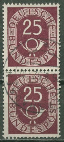 Bund 1951 Posthorn Bogenmarken 131 senkrechtes Paar gestempelt