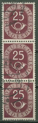 Bund 1951 Posthorn Bogenmarken 131 3er-Streifen gestempelt