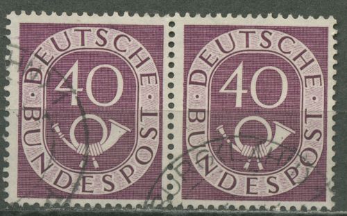 Bund 1951 Posthorn Bogenmarken 133 waagerechtes Paar gestempelt