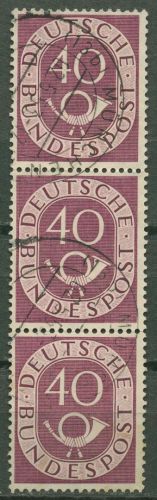 Bund 1951 Posthorn Bogenmarken 133 3er-Streifen gestempelt