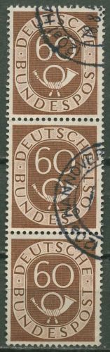 Bund 1951 Posthorn Bogenmarken 135 3er-Streifen gestempelt