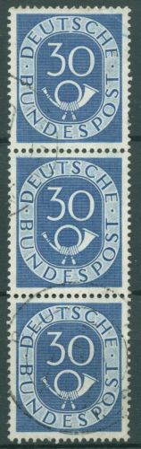 Bund 1951 Posthorn Bogenmarken 132 3er-Streifen gestempelt