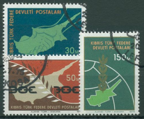 Türkisch-Zypern 1975 Frieden auf Zypern 20/22 gestempelt
