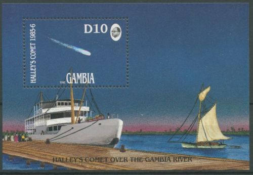Gambia 1986 Halleyscher Komet Schiffe Block 21 postfrisch (C23800)