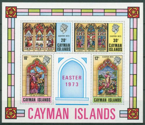 Cayman Islands 1973 Ostern Kirchenfenster Block 4 postfrisch (C65852)