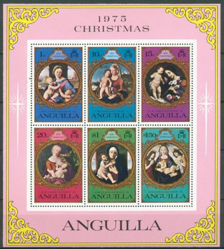 Anguilla 1975 Weihnachten Madonnengemälde Block 10 postfrisch (C65856)