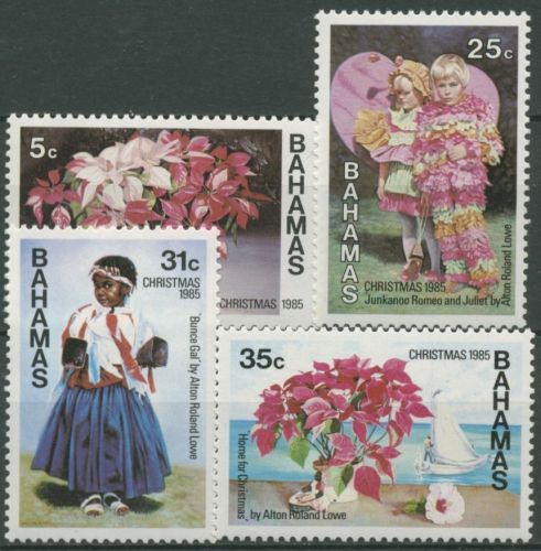 Bahamas 1985 Weihnachten Gemälde von Alton Roland Lowe 602/05 postfrisch