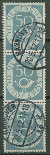 Bund 1951 Posthorn Bogenmarken 134 3er-Streifen gestempelt