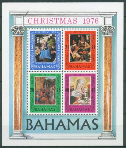 Bahamas 1976 Weihnachten Gemälde Block 18 postfrisch (C65862)