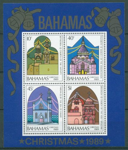 Bahamas 1989 Weihnachten Kirchen Block 58 postfrisch (C65866)
