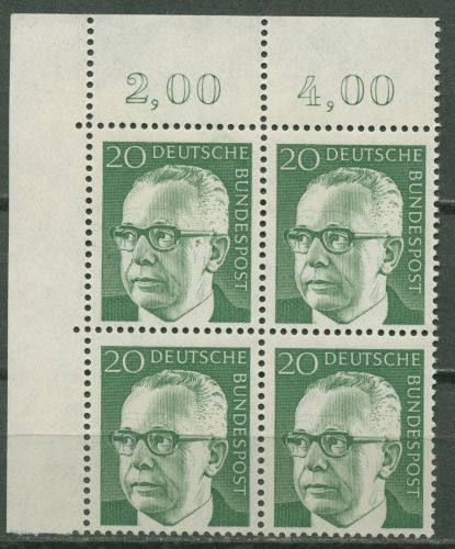 Bund 1970 Heinemann 637 4er-Block Ecke 1 postfrisch