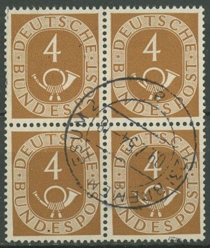 Bund 1951 Posthorn Bogenmarken 124 4er-Block gestempelt