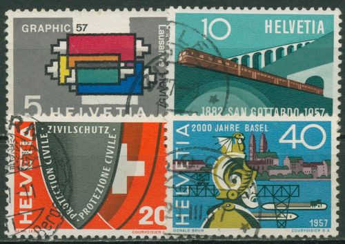Schweiz 1957 Ereignisse Ausstellungen Gotthard-Bahn 637/40 gestempelt