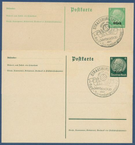 Dt. Besetzung Elsaß 1940 Hindenburg Postkarte P 1/2 SST Werbeschau (X41147)