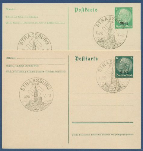 Dt. Besetzung Elsaß 1940 Hindenburg Postkarte P 1/2 SST Strassburg (X41148)