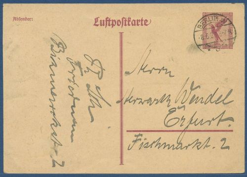 Deutsches Reich 1926 Adler Luftpostkarte P 168 gebraucht, kl. Fehler (X41153)