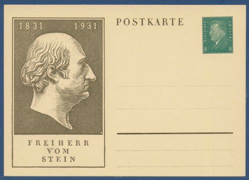 Dt. Reich 1931 Sonderpostkarte v. Stein Verfassungstag P 193 ungebraucht (X40464)