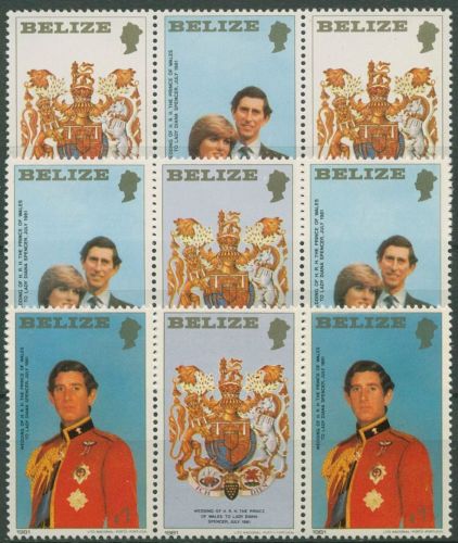 Belize 1981 Hochzeit Prinz Charles Lady Diana 554/56 A ZD Zf postfrisch