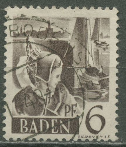 Französische Zone: Baden 1948 Trachtenmädchen Type III, 15 y III gestempelt