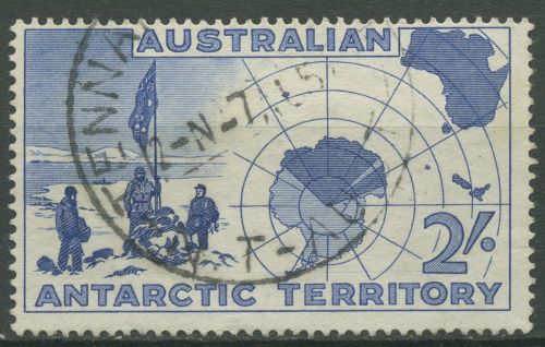 Austral. Antarktis 1957 Erforschung der Antarktis Landkarte Flagge 1 gestempelt