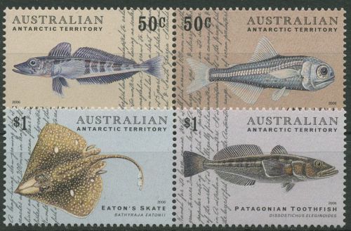 Austral. Antarktis 2006 Fische Seehecht Rochen 165/68 ZD postfrisch