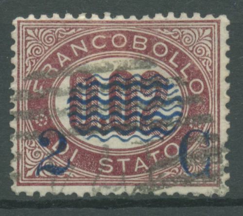 Italien 1878 Zeitungsmarke, D 1 mit Aufdruck 29 gestempelt