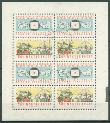 Ungarn 1959 FIP Kongress Postkutsche Kleinb. 1583 A K gestempelt (C92778)
