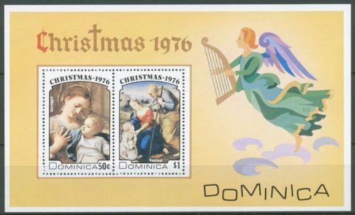Dominica 1976 Weihnachten Gemälde Block 39 postfrisch (C65874)