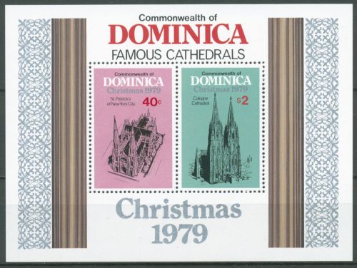 Dominica 1979 Weihnachten Kathedralen Block 59 postfrisch (C65877)