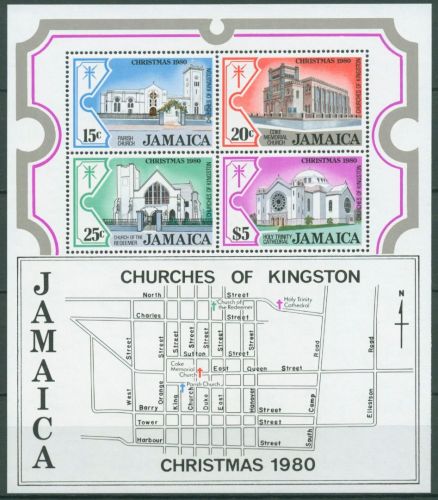Jamaika 1980 Weihnachten Kirchen Block 16 postfrisch (C65891)