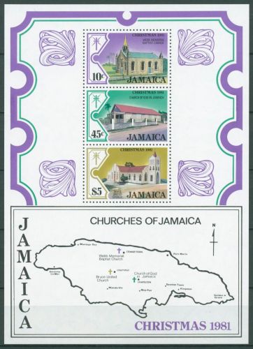 Jamaika 1981 Weihnachten Kirchen Block 19 postfrisch (C65892)