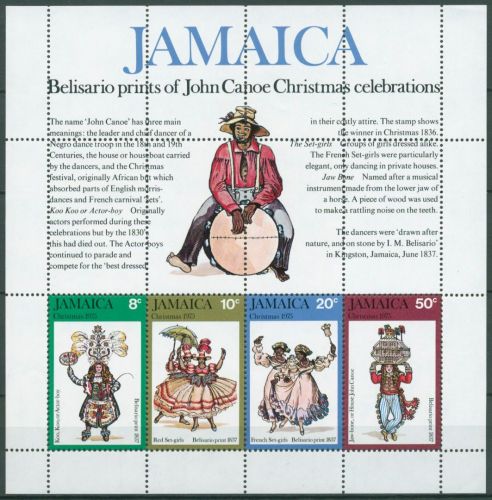 Jamaika 1975 Weihnachten Tänzer & Schauspieler Block 9 postfrisch (C65893)