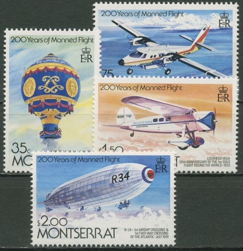 Montserrat 1983 200 Jahre Luftfahrt Ballon Luftschiff Flugzeug 522/25 postfrisch