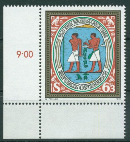 Österreich 1984 Tag der Briefmarke Schreiber Briefbote 1797 Ecke postfrisch