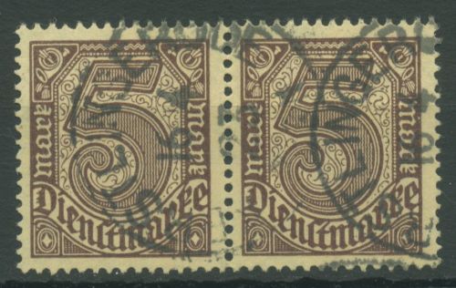Dt. Reich Dienst 1920 ohne Ablösungsziffer D 33 a waagerechtes Paar gestempelt
