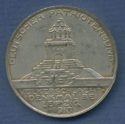 Sachsen 1913 100 J. Völkerschlacht bei Leipzig, Medaille versilbert ss-vz (m6856)