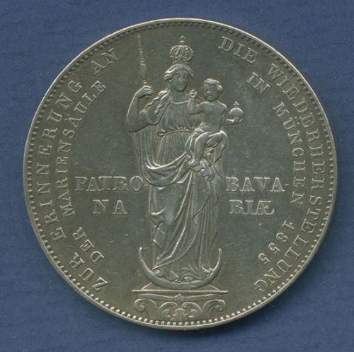 Bayern Doppelgulden 1855 Mariensäule, Maximilian II., J 84 vz (m6854)