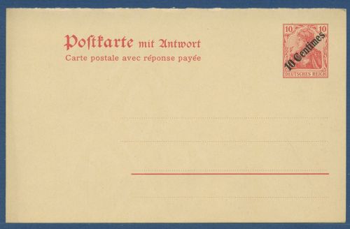 Dt. Post in der Türkei 1907/08 Postkarte mit Antwort P 18 ungebraucht (X41258)