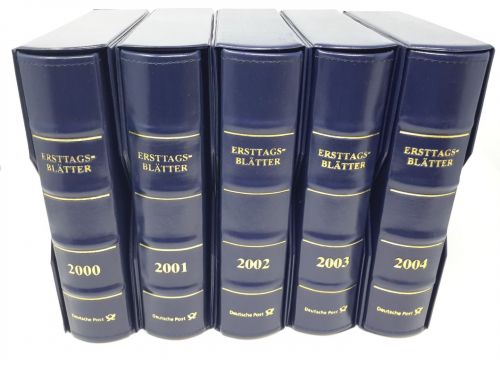 5 x ETB Ersttagsblatt Album+Kassette+50 Hüllen DEUTSCHE POST gebraucht (Z3297)