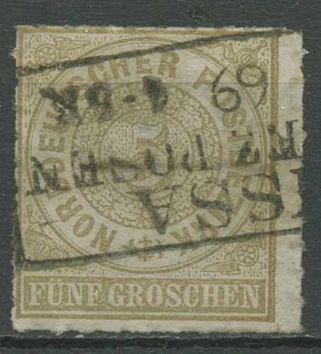 Norddeutscher Postbezirk NDP 1868 5 Groschen 6 gestempelt, kl. Fehler