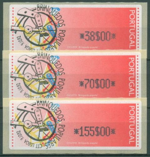 Portugal ATM 1992 Spielzeuge Tasten- Satz 3 Werte 38/70/155 ATM 6 S2 gestempelt