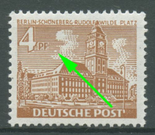 Berlin 1949 Berliner Bauten mit Plattenfehler 43 II mit Falz