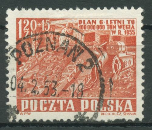 Polen 1952 Sechsjahresplan Bergbau 777 gestempelt