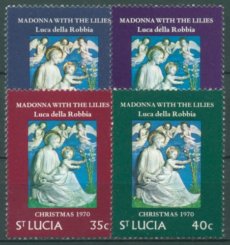 St. Lucia 1970 Weihnachten Gemälde Madonna mit Lilien 278/81 postfrisch
