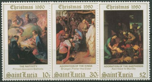 St. Lucia 1980 Weihnachten Gemälde 529/31 postfrisch