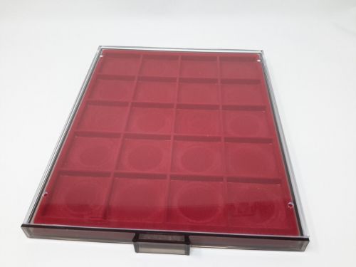 LINDNER Münzbox 2721 Rauchglas 20 quadratische Fächer 51 mm, gebraucht (Z2627)