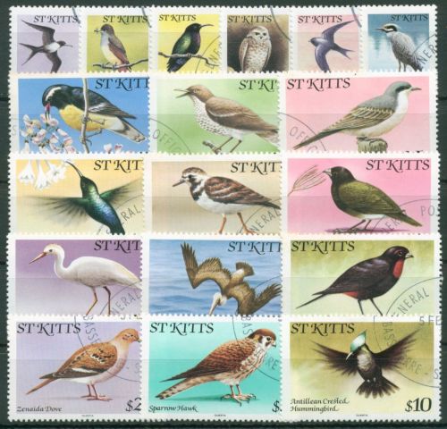 St. Kitts 1981 Tiere Vögel Schwalbe, Kolibri, Buntfalke 44/61 I gestempelt