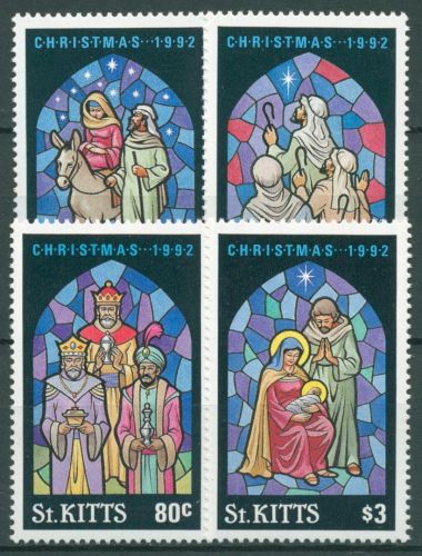 St. Kitts 1992 Weihnachten Buntglasfenster 339/42 postfrisch
